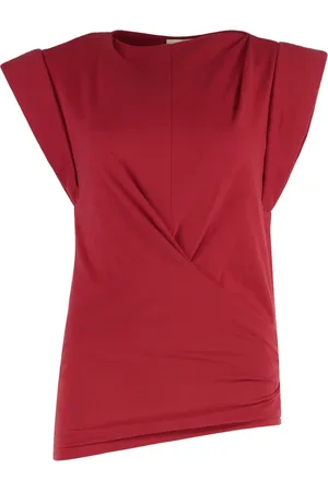 Isabel Marant Tops, Dames, Rood, M, Katoen, Katoenen Tanktop met Omgeslagen Mouwen