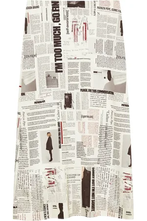 Patrizia Pepe Rokken, Dames, Veelkleurig, S, Polyester, Manifesto Print Midi Rok