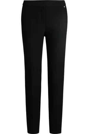 HUGO BOSS Broeken, Dames, Zwart, S, Katoen, Slim-fit broek met logo detail