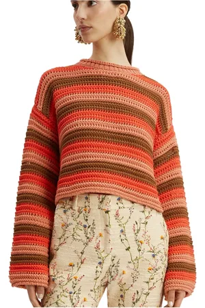 La DoubleJ Truien, Dames, Veelkleurig, XL, Katoen, Grof Gestreept Crop Trui