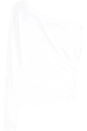 Norma Kamali Blouses & Shirts, Dames, Wit, S, Polyester, Witte Eén Mouw Asymmetrische Top