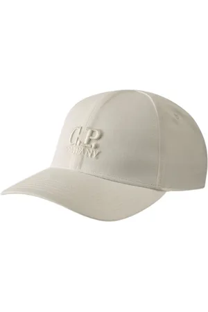 C.P. Company Accessoires, Heren, Wit, ONE Size, Katoen, Logo Cap van Gabardine Stof