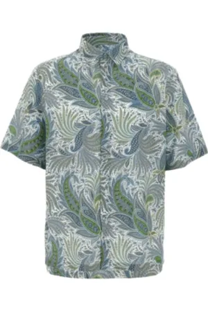 Etro Overhemden, Heren, Veelkleurig, L, Katoen, Paisley Bloemenprint Shirt Ss 25