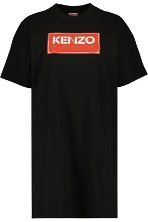 Kenzo Tops, Dames, Zwart, S, Katoen, Logo Print Katoenen Jurk