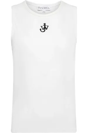 J.W.Anderson Tops, Dames, Wit, S, Katoen, Anchor Logo Tank Top