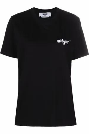 Msgm Tops, Dames, Zwart, S, Katoen, Zwart T-shirt voor vrouwen