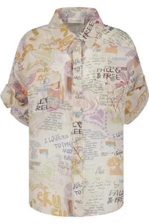 ZIMMERMANN Blouses & Shirts, Dames, Veelkleurig, M, Linnen, Rolled Sleeve Crush Shirt