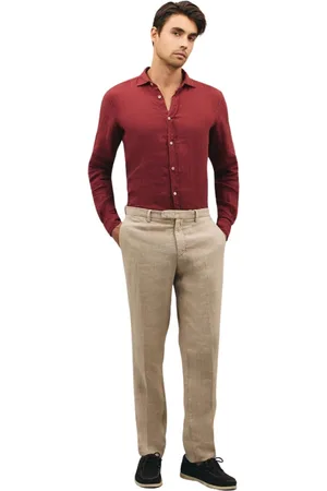 Boglioli Broeken, Heren, , XL, Linnen, Linnen Tapered Chinos