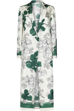 P.A.R.O.S.H. Mantels, Dames, Veelkleurig, S, Groene Jas van Zijde met Bloemenprint