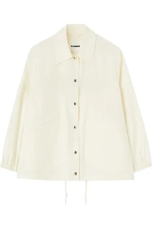Jil Sander Jassen, Dames, , S, Katoen, Katoenen Jas met Logo Print