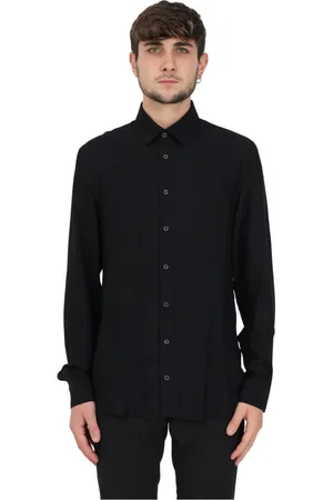 Patrizia Pepe Overhemden, Heren, Zwart, XL, Lange Mouw Blouse in Viscose Twill