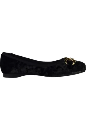 Jeffrey Campbell Schoenen, Dames, Zwart, 38 EU, Velvet Ballerina`s met Gesp