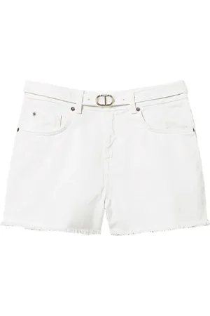 Twin-Set Korte broeken, Dames, Wit, W25, Denim, Denim Shorts Set