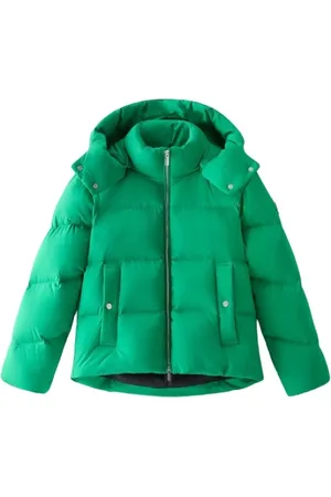 Woolrich Jassen, Dames, Groen, S, Groene Gewatteerde Winterjas met Dons