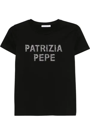 Patrizia Pepe Tops, Dames, Zwart, M, Katoen, Zwarte Crewneck Trui Pin Versiering