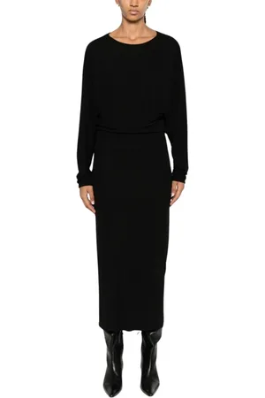 Khaite Kleedjes, Dames, Zwart, M, V-Back Maxi Jurk met Drapering