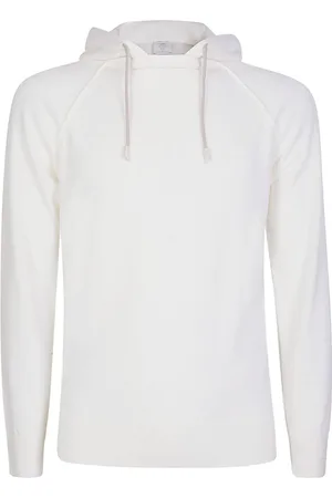 ELEVENTY Truien, Heren, Wit, XL, Cashmere Hooded Sweater