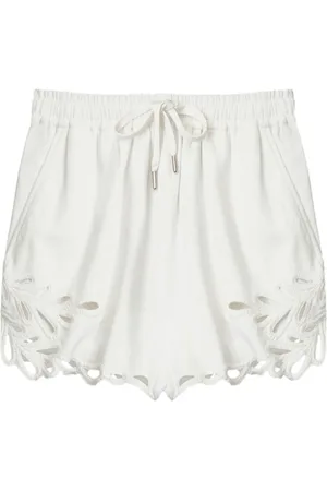 Isabel Marant Korte broeken, Dames, Wit, L, Katoen, Witte Katoenen Shorts met Trekkoord in de Taille