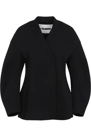 Jil Sander Jassen, Dames, Zwart, S, Zwarte Jas van Virgin Wool