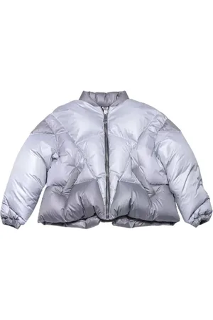 Khrisjoy Jassen, Dames, Grijs, S, Nylon, Matelassé Grijze Jas met Hartdetail