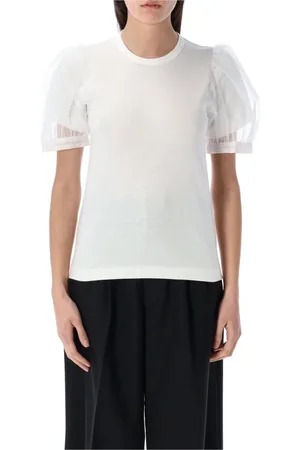 Comme des Garçons Blouses & Shirts, Dames, Wit, M, Tule, Tule Mouw T-shirt