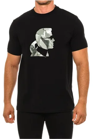 Karl Lagerfeld Tops, Heren, Zwart, XL, Katoen, T-shirt met Korte Mouwen Klassieke Stijl
