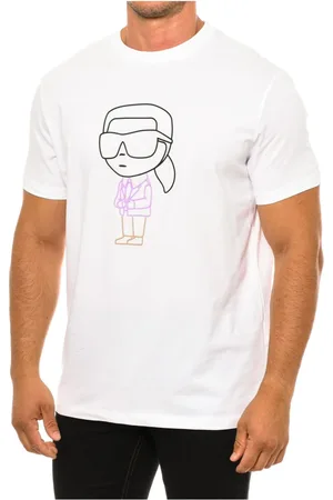 Karl Lagerfeld Tops, Heren, Wit, L, Katoen, T-shirt met korte mouwen, klassieke stijl