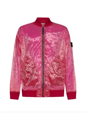Stone Island Jassen, Heren, Roze, L, Polyester, Semi-transparant bomberjack