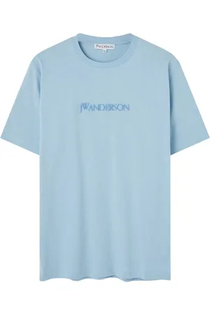 J.W.Anderson Tops, Heren, Blauw, S, Shirt met Logo Borduursel