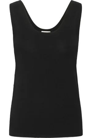 Soaked in Luxury Tops, Dames, Zwart, XS, Zwarte Tanktop Slim-Fit Gebreid