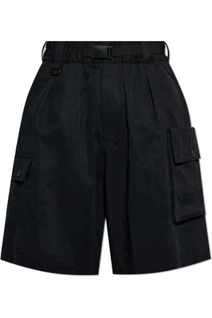 Y-3 Korte broeken, Heren, Zwart, L, Twill Asymmetrische Cargo Shorts