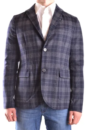 Peuterey Jassen, Heren, Blauw, L, Leer, Multicolor Plaid Tartan Blazer