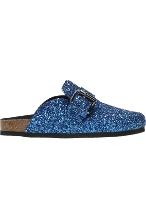 Serafini Schoenen, Dames, Blauw, 38 EU, Blauwe Glitter Slipper Muiltjes