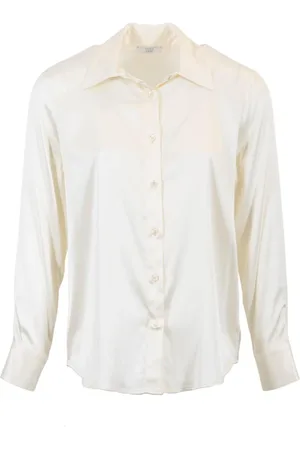 PESERICO SIGN Blouses & Shirts, Dames, , S, Zijden Blouse met V-hals Revers en Manchetten