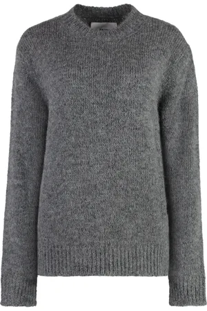 Jil Sander Truien, Dames, Grijs, M, Wol, Alpaca wollen trui met ronde hals