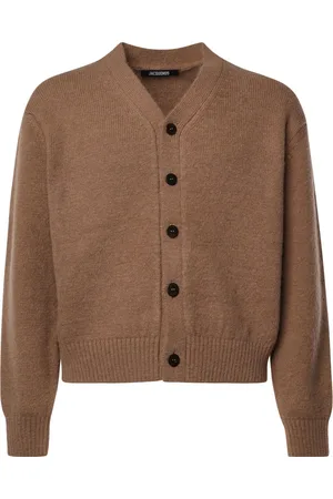 Jacquemus Truien, Heren, Bruin, S, Wol, Logo Cardigan Sweater