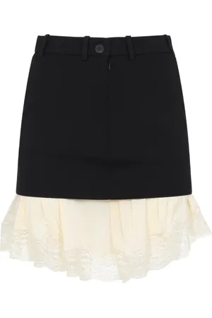 Balenciaga Rokken, Dames, Veelkleurig, S, Wol, Zwarte Wollen Rok