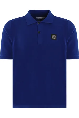 Stone Island Tops, Heren, Blauw, L, Katoen, Polo Shirt met Korte Mouwen