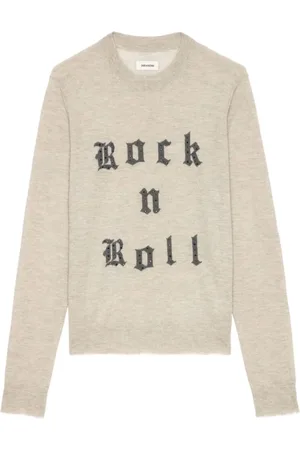 Zadig & Voltaire Truien, Dames, , S, Katoen, Trui met sloganprint en ronde hals