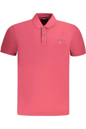 Napapijri Tops, Heren, Rood, XL, Katoen, Rode Polo met Subtiel Print en Borduursel