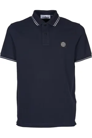 Stone Island Tops, Heren, Blauw, S, Katoen, Polo Shirt met Korte Mouwen