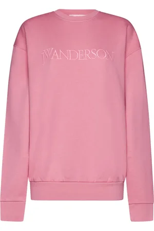 J.W.Anderson Sweatshirts & Hoodies, Dames, Roze, M, Katoen, Sweatshirt met Logo Borduurwerk