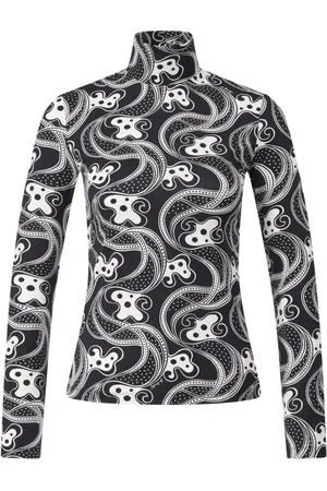 La DoubleJ Tops, Dames, Zwart, M, Abstracte Turtleneck Long Sleeve Shirt