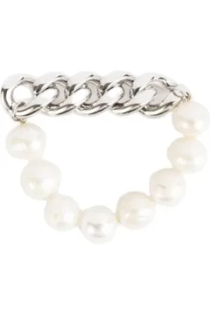 Jil Sander Accessoires, unisex, Wit, ONE Size, Messing Ketting Parel Broche Handgemaakte Hanger