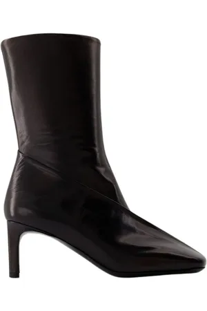 Jil Sander Schoenen, Dames, Zwart, 40 EU, Leer, Zwarte leren enkellaarsjes