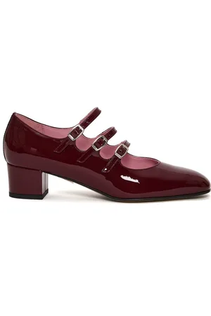 Carel Schoenen, Dames, Rood, 39 EU, Bordeaux Patent Pump met Drie Bandjes