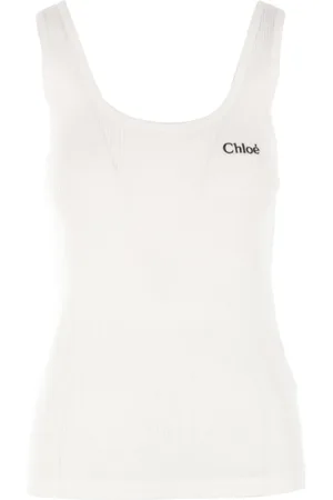 Chloé Tops, Dames, Wit, L, Katoen, Witte Geribbelde Katoenen Hemd