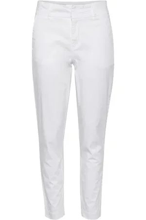 Part Two Broeken, Dames, Wit, 2Xs, Katoen, Slim-fit katoenen broek