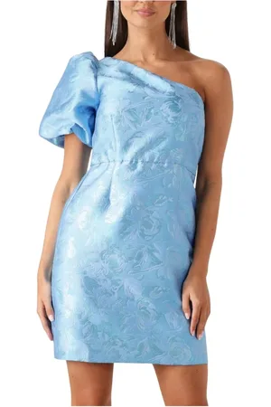 FREEBIRD Kleedjes, Dames, Blauw, XS, Blauwe Bloemen Mini Jurk