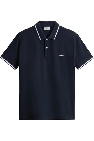 Woolrich Tops, Heren, Blauw, M, Katoen, Graphic Polo Shirt met Gestreepte Details